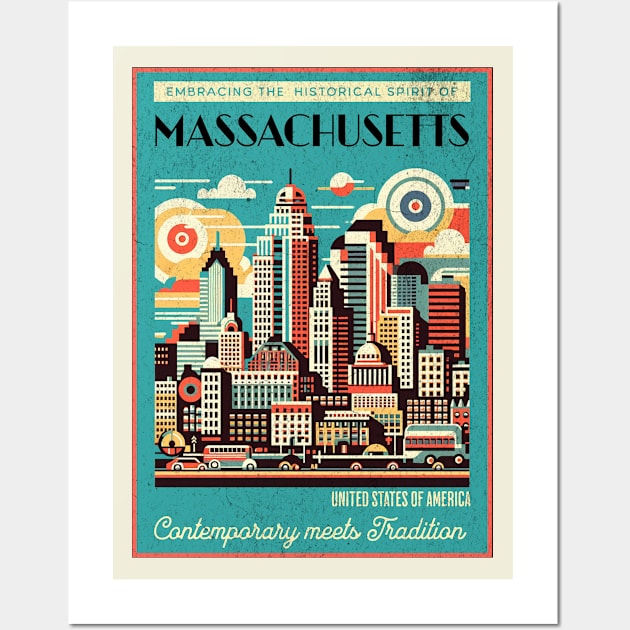 Embracing the Historical Spirit of Massachusetts, United States of America - Contemporary meets Tradition Wall Art by Blended Designs